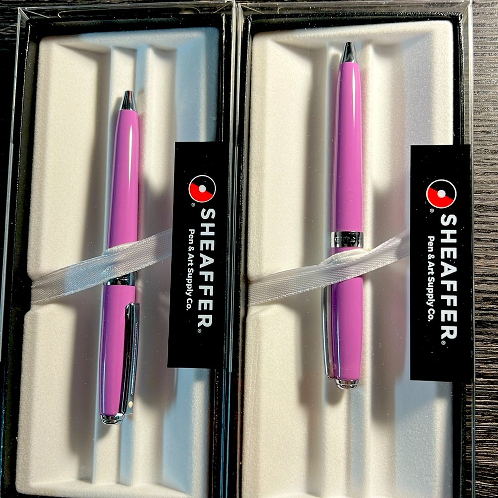 Set of 2 Sheaffer Pens in Lavender with Nickel Accents,New in Box